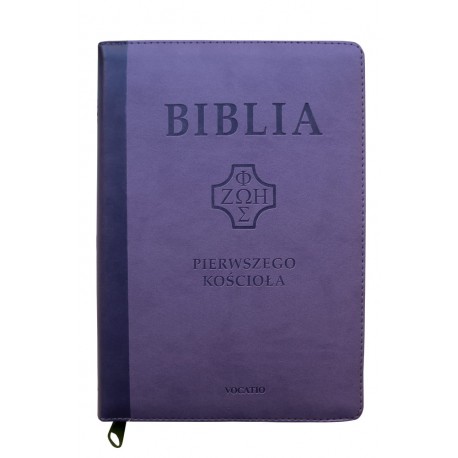 Biblia pierwszego Kościoła okładka PU, fioletowa z paginatorami i suwakiem