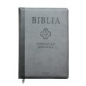 Biblia pierwszego Kościoła okładka PU, szara z paginatorami i suwakiem